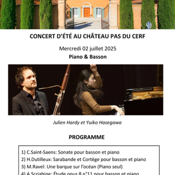 Concerts d'été au milieu des vignes au Château Pas du Cerf Concerts d'été au milieu des vignes au Château Pas du Cerf