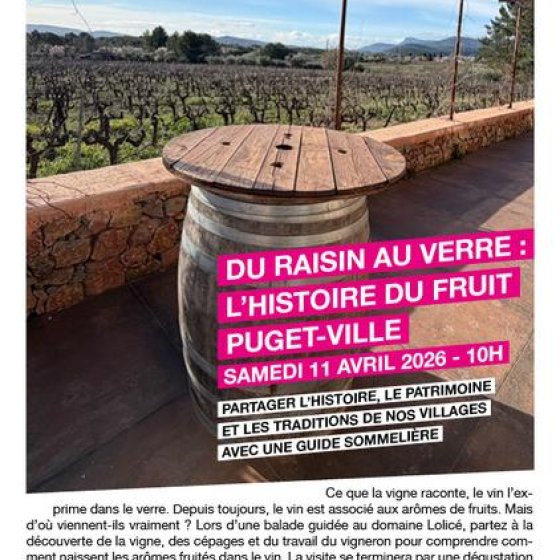 Visite commentée "Du raison au verre : l'histoire du fruit" au domaine Lolicé_Puget-Ville