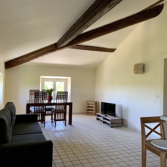 Salon appartement T3 Sauvignon Gîte des Anglades