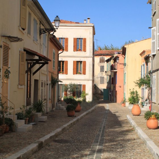 Montesquieu street of the Provencal village of Collobrières, capital of the Maures Montesquieu street of the Provencal village of Collobrières, capital of the Maures